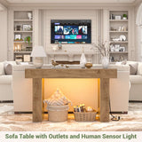 47" Entryway Table with Socket and Sensor Light, Console Table with Storage Behind Couch