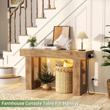 47" Entryway Table with Socket and Sensor Light, Console Table with Storage Behind Couch