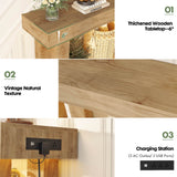 47" Entryway Table with Socket and Sensor Light, Console Table with Storage Behind Couch