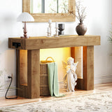 47" Entryway Table with Socket and Sensor Light, Console Table with Storage Behind Couch