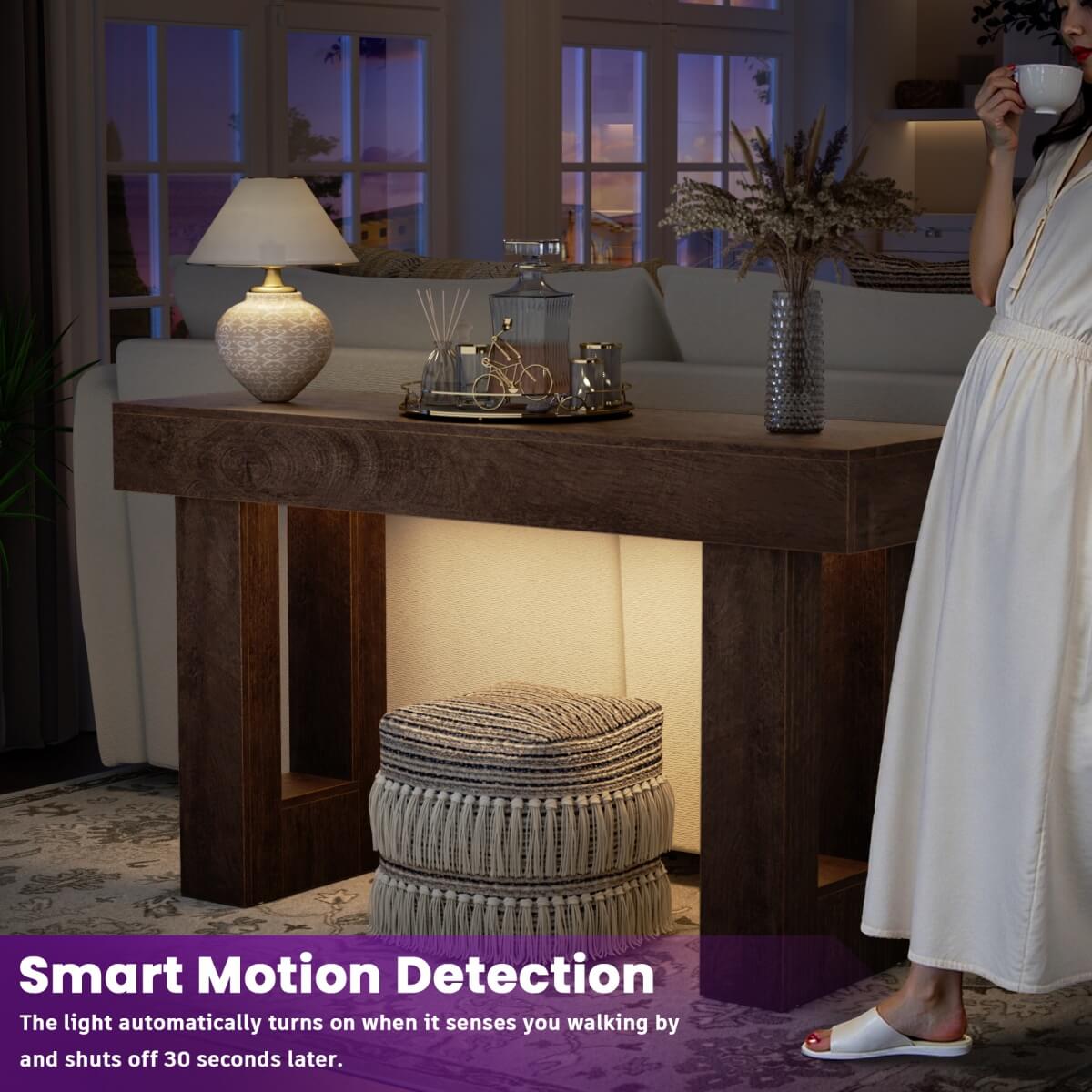 47'' Console Table with Outlets and Sensor Light