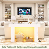 47" Entryway Table with Socket and Sensor Light, Console Table with Storage Behind Couch