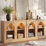 Farmhouse Arched Console Table with LED Lights, 94" Long 2 Sets