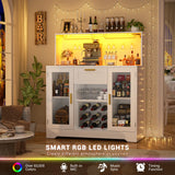 Wine Bar Cabinet with Drawer and LED Light Strip