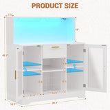 Wine Bar Cabinet with Drawer and LED Light Strip