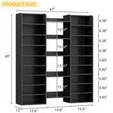 14-Tier Shoe Cabinet, Wood Shoe Storage Organizer for Entryway
