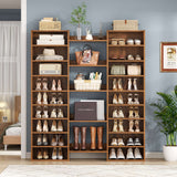 14-Tier Shoe Cabinet, Wood Shoe Storage Organizer for Entryway