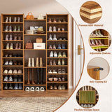 14-Tier Shoe Cabinet, Wood Shoe Storage Organizer for Entryway