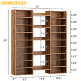 14-Tier Shoe Cabinet, Wood Shoe Storage Organizer for Entryway