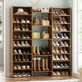 14-Tier Shoe Cabinet, Wood Shoe Storage Organizer for Entryway