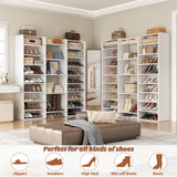 14-Tier Shoe Cabinet, Wood Shoe Storage Organizer for Entryway