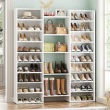 14-Tier Shoe Cabinet, Wood Shoe Storage Organizer for Entryway