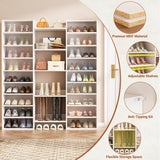 14-Tier Shoe Cabinet, Wood Shoe Storage Organizer for Entryway