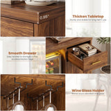 Coffee Bar Cabinet with Mini Fridge Space, Wine Bar with Charging Station & Drawers( Refrigerator not included )
