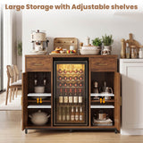 Coffee Bar Cabinet with Mini Fridge Space, Wine Bar with Charging Station & Drawers( Refrigerator not included )