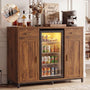 Coffee Bar Cabinet with Mini Fridge Space, Wine Bar with Charging Station & Drawers( Refrigerator not included )