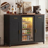 Coffee Bar Cabinet with Mini Fridge Space, Wine Bar with Charging Station & Drawers( Refrigerator not included )