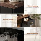 Coffee Bar Cabinet with Mini Fridge Space, Wine Bar with Charging Station & Drawers( Refrigerator not included )