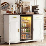 Coffee Bar Cabinet with Mini Fridge Space, Wine Bar with Charging Station & Drawers( Refrigerator not included )