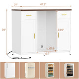 Coffee Bar Cabinet with Mini Fridge Space, Wine Bar with Charging Station & Drawers( Refrigerator not included )