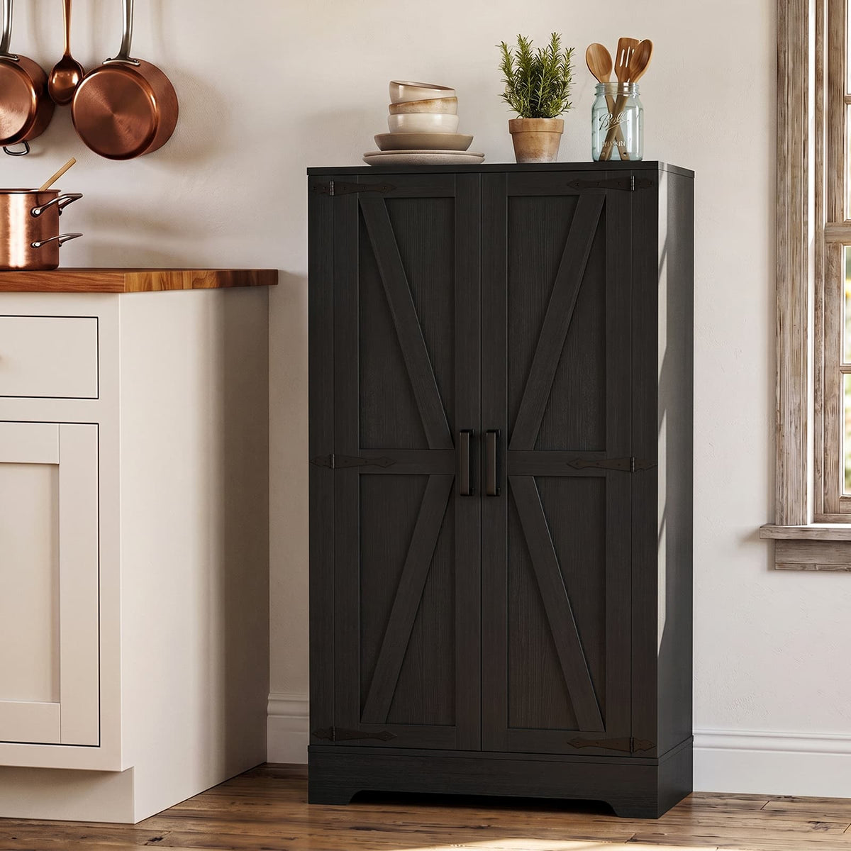 Kitchen Pantry Storage Cabinet with Adjustable Shelves