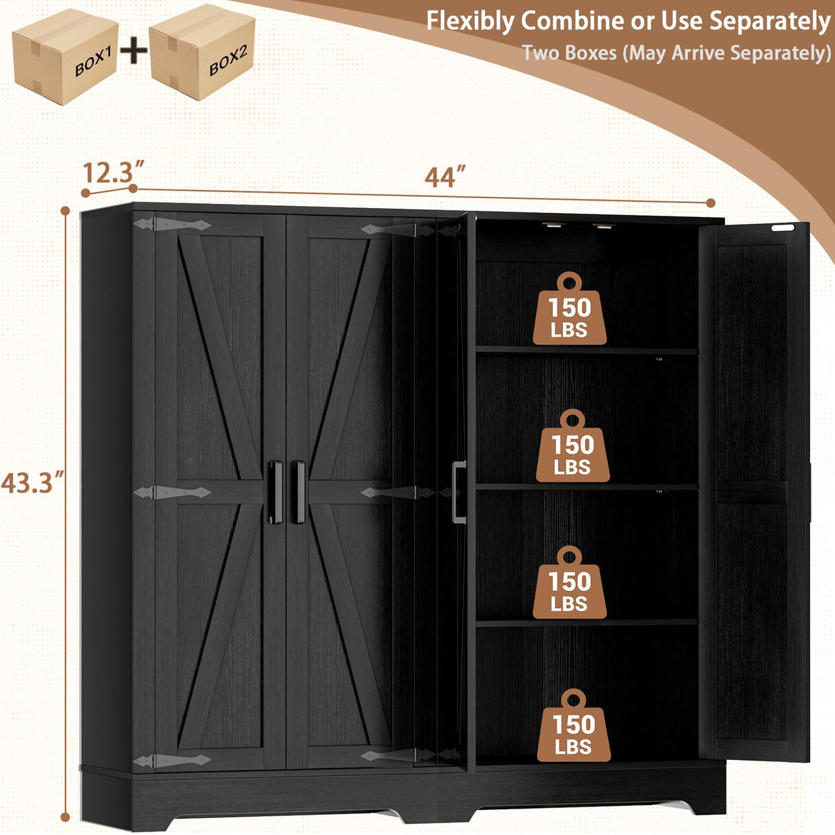 Kitchen Pantry Storage Cabinet with Adjustable Shelves