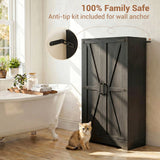 Bathroom Storage Cabinet, 43.3" Farmhouse Storage Cabinet with 2 Doors and Adjustable Shelves
