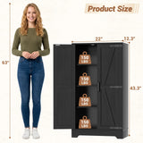 43.3" Farmhouse Storage Cabinet, Kitchen Pantry Storage Cabinet with Adjustable Shelves and Barn Doors