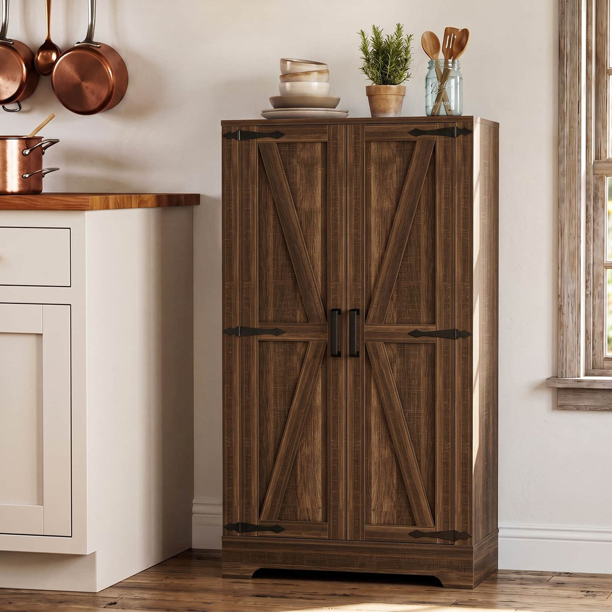Kitchen Pantry Storage Cabinet with Adjustable Shelves