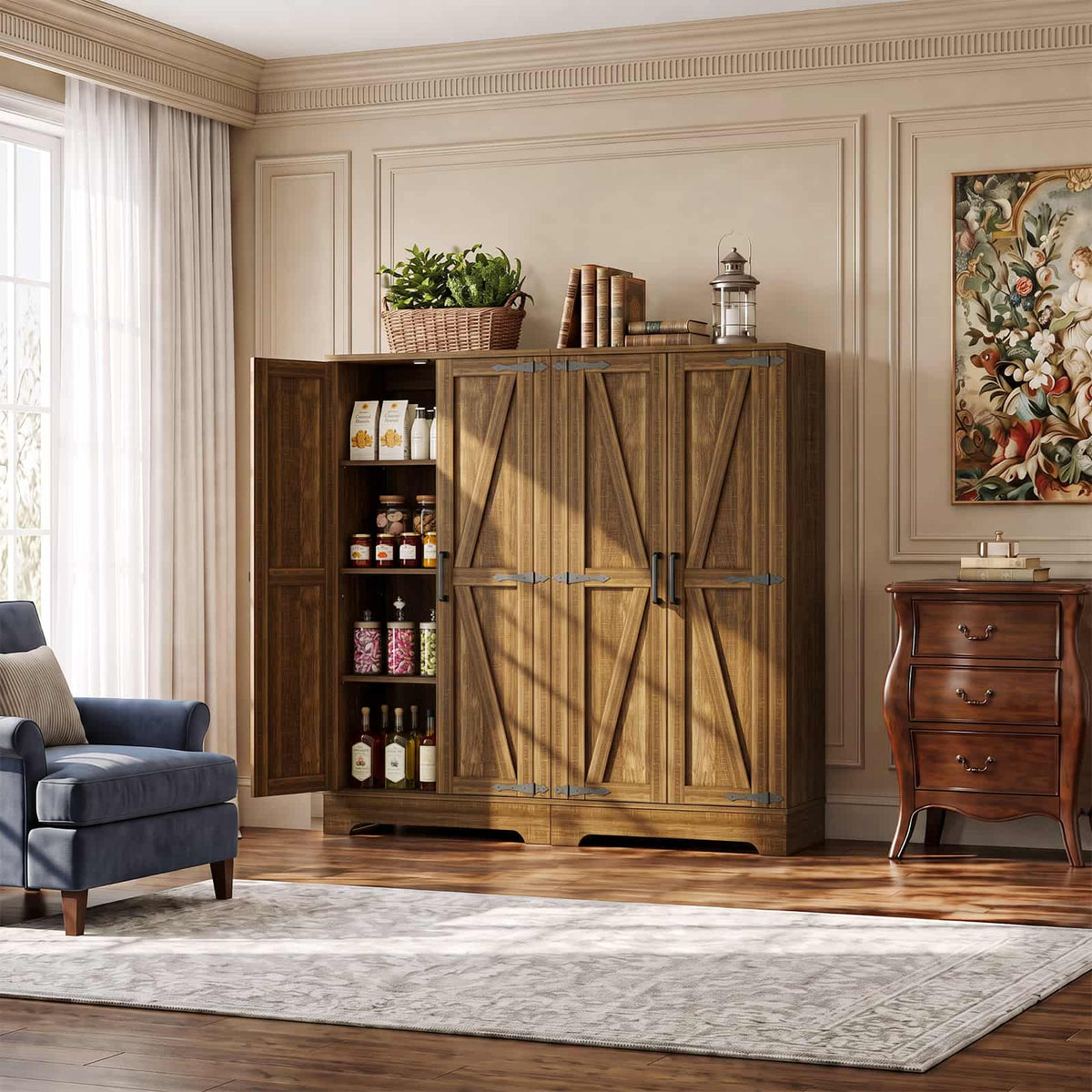 Kitchen Pantry Storage Cabinet with Adjustable Shelves