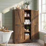 Bathroom Storage Cabinet, 43.3" Farmhouse Storage Cabinet with 2 Doors and Adjustable Shelves