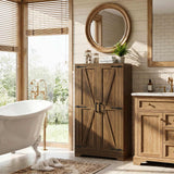 Bathroom Storage Cabinet, 43.3" Farmhouse Storage Cabinet with 2 Doors and Adjustable Shelves