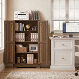 43.3" Farmhouse Storage Cabinet, Kitchen Pantry Storage Cabinet with Adjustable Shelves and Barn Doors
