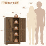 Bathroom Storage Cabinet, 43.3" Farmhouse Storage Cabinet with 2 Doors and Adjustable Shelves