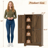 43.3" Farmhouse Storage Cabinet, Kitchen Pantry Storage Cabinet with Adjustable Shelves and Barn Doors