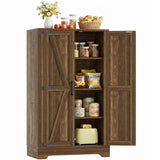 43.3" Farmhouse Storage Cabinet, Kitchen Pantry Storage Cabinet with Adjustable Shelves and Barn Doors