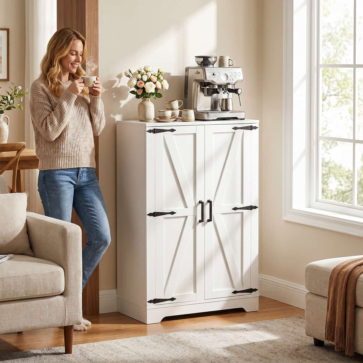 Kitchen Pantry Storage Cabinet with Adjustable Shelves