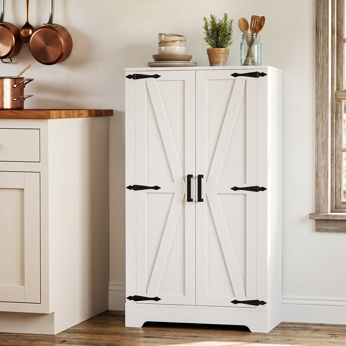 Kitchen Pantry Storage Cabinet with Adjustable Shelves