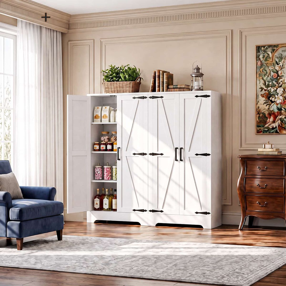 Kitchen Pantry Storage Cabinet with Adjustable Shelves