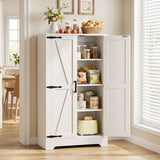 43.3" Farmhouse Storage Cabinet, Kitchen Pantry Storage Cabinet with Adjustable Shelves and Barn Doors