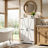 Bathroom Storage Cabinet, 43.3" Farmhouse Storage Cabinet with 2 Doors and Adjustable Shelves