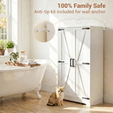 Bathroom Storage Cabinet, 43.3" Farmhouse Storage Cabinet with 2 Doors and Adjustable Shelves