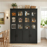 79.7" Tall Kitchen Pantry Storage Cabinet with Tempered Glass Doors, 2 Packs
