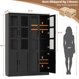 79.7" Tall Kitchen Pantry Storage Cabinet with Tempered Glass Doors, 2 Packs