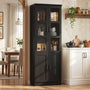 79.7" Tall Kitchen Pantry Storage Cabinet, Freestanding Kitchen Hutch Cabinet with Tempered Glass Doors