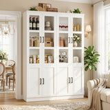 79.7" Tall Kitchen Pantry Storage Cabinet with Tempered Glass Doors, 2 Packs