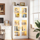 67'' Tall Kitchen Pantry Cabinet with Tempered Glass Doors and Lights