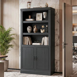 Storage 5-Shelf Bookcase, 71 Inch Tall Bookshelf with Doors and Adjustable Shelves