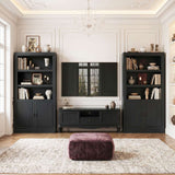 Storage 5-Shelf Bookcase, 71 Inch Tall Bookshelf with Doors and Adjustable Shelves