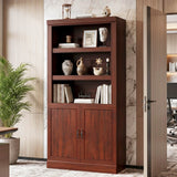 Storage 5-Shelf Bookcase, 71 Inch Tall Bookshelf with Doors and Adjustable Shelves